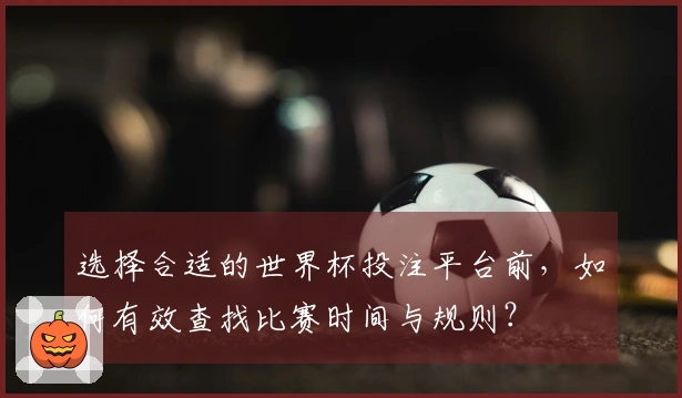 选择合适的世界杯投注平台前，如何有效查找比赛时间与规则？